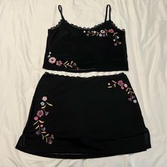 Nwt Delia*S By Dolls Kill - Lead Actress Embroidered Skirt Matching Set Super Cute Embroidered Mesh Skirt Set With Built In Shorts. Purchased On Sale From Dolls Kill For $40, Nwt. Never Worn Out, Only Tried On And Unfortunately Too Big For Me. Tag Only Came Attached To Top, Not Bottoms. Screenshots From Website Attached. Ships From A Pet-Friendly, Smoke-Free Home. Spring Black Sets With Floral Embroidery, Black Floral Embroidered Sets For Spring, Summer Black Sets With Floral Embroidery, Black Floral Embroidered Summer Sets, Black Floral Embroidery Summer Sets, Black Floral Embroidery Sets For Summer, Skirt Matching Set, Embroidered Skirt, Mesh Skirt