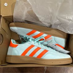 Brand New. Women’s Size 6.5. Box Included. No Trades. Bundle 2 Or More Items And Save 20%. Blue And Orange Shoes, Light Blue Spezial, Spring Blue Adidas Sneakers, Spezial Adidas Blue, Blue And Yellow Spezial Adidas, Adidas Handball Spezial Yellow, Orange Sneakers, Orange Outfit, Adidas Spezial