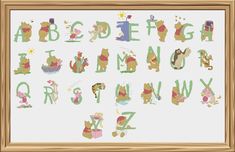 the alphabet is made up of winnie the pooh characters and letters with animals on them