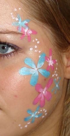 Cheek Painting, Easter Face Paint, Face Painting Flowers, Christmas Face Painting, Girl Face Painting