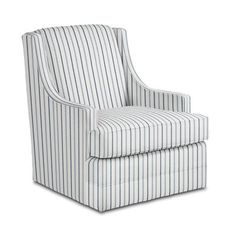 a white and blue striped chair on a white background