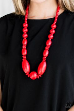 A variety of vivacious red wooden beads are threaded along a brown string draped across the chest for a summery flair.

Sold as one individual necklace. Includes one pair of matching earrings. Paparazzi Accessories Jewelry, Wooden Bead Necklaces, Wooden Necklace, Red Necklace, Wood Necklace, Summer Necklace, Paparazzi Accessories, Paparazzi Jewelry, Chic Accessories