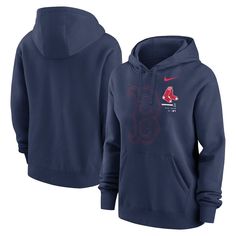 Stifle cold weather as you flex your team spirit by sporting this Big Game pullover hoodie by Nike. A bold Boston Red Sox design with enhanced graphics makes for a stylish layering option. Fleece lining and a midweight design offer extra warmth. Hooded Fleece lining Midweight hoodie suitable for moderate temperatures Brand: Nike Screen print graphics Imported Material: 100% Polyester Pullover Pullover Long sleeve Rib-knit cuffs and waistband Hood with drawstring Front pouch pocket Officially lic Cleveland Guardians, Nike Fleece, Nike Pullover, Nike Sweatshirts, Big Game, Boston Red Sox, Navy Women, Hooded Pullover, Chicago Cubs