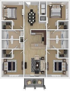 the floor plan for a two bedroom apartment with an attached living room and dining area