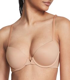 PRICES MAY VARY. Victoria's Secret Smooth Lightly Lined Demi Bra is designed to make you feel comfortable and look sexy. Featuring cloud-like padding, Smooth side-and-back panels, and gold V-hardware, this t shirt bra is a chic choice for everyday wear. This t shirt bra features lightly lined, ultra-soft pads and underwire cups that offer just the right amount of support. Get a perfect fit with this t-shirt bra's adjustable straps that also convert to crossback so you can hide them under sleevel Padded Bra For Women, Low Cut Bra, Cami Bra, Lounge Bra, Comfy Bra, Bra Models, Nude Bra, Comfortable Bras, Soft Bra