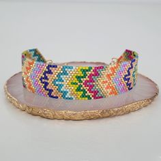 Handmade bracelet with Miyuki beads. Broad; 2cm. It has a terminal with extension chain to adjust it to the desired size. Maximum measurement 21 cm. Bracelet Miyuki, Huichol Art, Miyuki Bracelet, Miyuki Beads, Handmade Bracelet, Handmade Bracelets, Jewelry Bracelets, Spain, Bathing Beauties