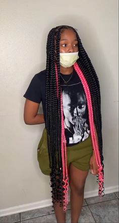 Besides Hairstyles For Black Women, Pink Large Knotless Braids, Blue Jumbo Knotless Braids, Peeka Boo Box Braids, Jumbo Knotless Box Braids With Color, Braided Cornrow Ponytail Hairstyles, Large Knotless Braids Hairstyles, Peek A Boo Box Braids, Pretty Braid Styles