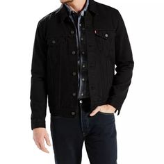 Nwt Levi's Brand Black Denim Jean Trucker Jacket, Size Small. Sturdy, Tough Cotton Denim, Detailed Stitching, Adjustable Back Buttons. Chest And Waist Pockets Are Functional, Not Decorative. Measurements: Chest: 19" Bottom Hem: 16.5" Length From Collar: 26.5" Material: 99% Cotton 1% Elastane Sherpa Trucker Jacket, Levi Denim Jacket, Levis Denim Jacket, Long Sleeve Denim Jacket, Mens Fashion Rugged, Denim Trucker Jacket, Levis Jacket, Black Denim Jacket, Denim Jacket Men