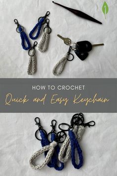 crochet quick and easy keychains with text overlay reading how to crochet quick and easy keychain