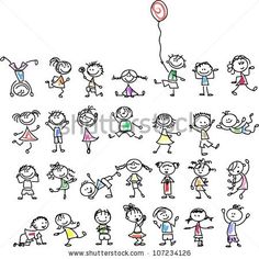 children are playing and having fun in the park hand drawn doodles, drawing lessons,