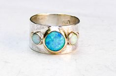 Multi Stone Gemstone Opal Ring /opal Ring /silver Sterling - Etsy Opal Ring Silver, Opal Nose Ring, Opal Solitaire Ring, Blue Opal Ring, Rings Gemstone, Silver Opal Ring, White Opal Ring, Dainty Gold Rings, Handmade Engagement Rings