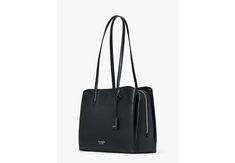 Made from durable pebbled leather our new work tote holds everything you need for the office (or anywhere with a good wifi connection). | Kate Spade Hudson Large Work Tote, Black Luxury Kate Spade Tote Satchel, Black Leather Bag, Work Tote, Black Leather Bags, Kate Spade New York, New Work, Pebbled Leather, The Office, Bucket Bag