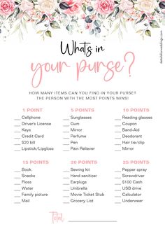 what's in your purse? how many items can you find in your purse?