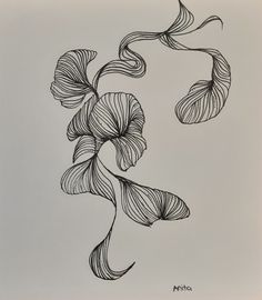 a black and white drawing of some flowers