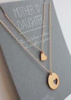 Mother Daughter Necklace Set mother necklace by carriesaxl Minimalist Heart Charm Jewelry For Mother's Day, Minimalist Charm Necklace For Mother's Day Anniversary, Hypoallergenic Yellow Gold Jewelry For Mother's Day, Mother's Day Double Heart Necklace Gift For Her, Dainty Charm Necklaces For Mother's Day Anniversary Gift, Gold Heart Necklace, Gift For Mom, Mother's Day Gift Double Heart Necklace, Hypoallergenic Charm Necklaces For Mother's Day Gift, Heart-shaped Hypoallergenic Jewelry For Mom