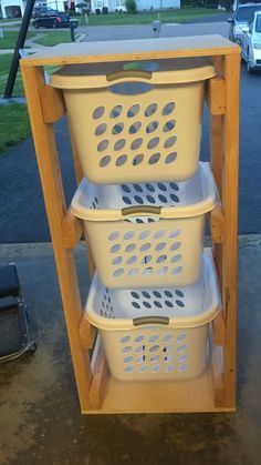 three baskets stacked on top of each other