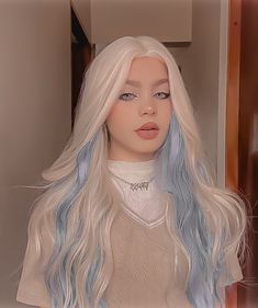 Cabelo azul cabelo platinado Darling charming mecha de cabelo colorida mecha azul olho azul Cinnamoroll Cosplay, Blonde And Blue Hair, Darling Charming, Gemini Hair, Pretty Hair Color, Color Inspo, Hair Inspo Color, Attractive People, White Hair