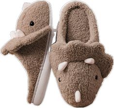 Triceratops Slippers, Cartoon Triceratops, Dinosaur Slippers, Funny Slippers, Plush Dinosaur, Fun Slippers, Birthday Things, What I Want For Christmas, Animal Slippers