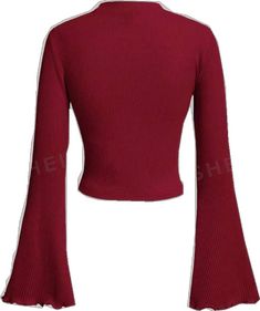 Fitted Red T-shirt For Fall, Trendy Stretch Fall T-shirt, Trendy Stretch T-shirt For Fall, Trendy Long Sleeve Knit T-shirt, Trendy Turtleneck T-shirt For Fall, Fitted Long Sleeve Ribbed T-shirt, Fitted Ribbed Long Sleeve T-shirt, Fitted Burgundy Winter Top, Knit Long Sleeve T-shirt For Fall