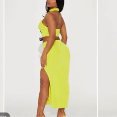 Brand New With Tags Still Attached, Never Worn. Size Medium. Beautiful Color. Yellow Casual Skirt For Night Out, Casual Yellow Skirt For Night Out, Fitted Yellow Skirt For Night Out, Chic Yellow Skirt For Night Out, Yellow Stretch Skirt For Day Out, Green Yellow, Matching Sets, Lime Green, Beautiful Colors