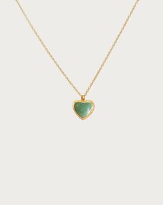 Green Aventurine Heart Necklace - En Route Jewelry Gold Necklace Green Stone, En Route Jewelry, Green Aventurine Stone, Green Pendant, Aventurine Stone, Instagram Tags, Jade Jewelry, Pearl Flower, Green Necklace