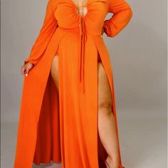 Stretch Dress Off Shoulder Long Sleeves Cutout Drawstring No Closure Slits 95% Polyester 5% Spandex Hand Wash Cold Do Not Bleach Model Is Wearing A Size 2x 1x Bust: 38” Shoulder To Hem: 60” Waist: 36” Sleeve: 36” Hip: 46” 2x Bust: 42” Shoulder To Hem: 63” Waist: 38” Sleeve: 38” Hips: 48” Join Me On Poshmarkmy Favorite App To Buy & Sell Fashion And More. You'll Save Up To 70% Off Of Top Brands! For A Limited Time, Use My Code Mrskegler To Save $10: Https://Posh.Mk/Afcbapayidb Brunch Dresses With Side Slits And Split Hem, Stretch Maxi Dress With Side Slits, Stretch Maxi Dress With Split Design, Solid Maxi Dress With Side Slits And Split Hem, Solid Maxi Dress, Modest Maxi Dress, Cold Shoulder Maxi Dress, Orange Cut, Denim Maxi Dress