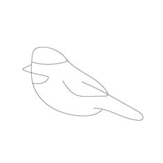 the outline of a bird is shown in black and white, with one line on it's side