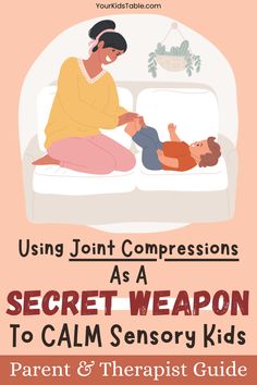 Joint compression to the body is a strategy that gives sensory input a child that is both calming and regulating. Learn how to use this strategy effectively for kids to help with meltdowns, sensory processing disorder, and for kids with autism. Strategies from an occupational therapist. Sensory Processing Activities, Proprioceptive Activities, Sensory Diet, Sensory Tools, Sensory Activity, Processing Disorder