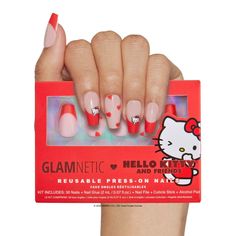 Hello Kitty Look And Feel Like Real Nails 24 Nails Fast Shipping Don't Have A Poshmark Account? Sign Up With My Code Delbec And Get $10. Shop My Closet On Poshmark! My Username Is @Delbec. Hello Kitty Nails Acrylic, Old Hello Kitty, Graphic Nails, French Tip Short, Classic French Tip, Red French Tip, 30 Nails, Bow Graphic, Kitty Makeup