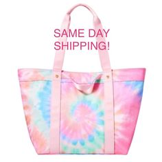 Stoney Clover Lane Pink Rainbow Tie Dye Beach Tote Extremely Rare Limited Edition, Target Exclusive Pink Rainbow Tie Dye Beach Bag Tote Bag Spacious Main Compartment With Interior Zip Pocket Double Handles, Magnetic Closure 13.75” (H) X 22” (W) X 8” (D) Customizable With Patches 100% Polyester Care: Spot Clean Please Note, Paper Stuffing That Gives The Bag Shape In Photos Will Be Removed Prior To Shipping. Same Day Shipping If Purchased Before 4:30pm Est Extremely Limited Supply Has Caused The V Vacation Canvas Bags, Pink Summer Bags With Removable Pouch, Pink Canvas Bag For Beach Travel, Pink Canvas Beach Bag For Summer, Multicolor Canvas Travel Bag For Summer, Summer Pink Canvas Beach Bag, Pink Canvas Beach Bag For Everyday Use, Multicolor Canvas Bag For Vacation, Canvas Beach Bag With Removable Pouch For Vacation