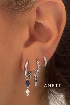 Blue Teardrop Dangle Earring Gift Set New Ear Piercing, Jewel Makeup, Dangle Silver Earrings, Raw Crystal Pendant, Huggie Earrings Silver, Stacked Earrings, Teardrop Dangle Earrings, Earring Gift, Earrings Inspiration