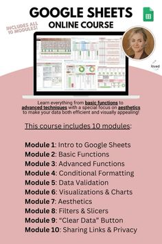 the google sheets online course is available for students to learn how to use their computer