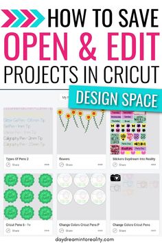 how to save open and edit projects in cricut design space with text overlay