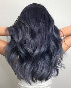 Brown And Ash Grey Hair, Blue Ash Hair Color, Blueish Grey Hair, Charcoal Blue Hair, Dark Gray Blue Hair, Grey Blue Hair Color, Smokey Navy Hair, Dark Blue Grey Hair, Ash Hair Color Ideas