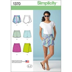 a women's shorts sewing pattern from the front