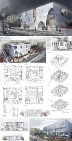 an architectural drawing shows the various sections of a building that are in different stages of construction