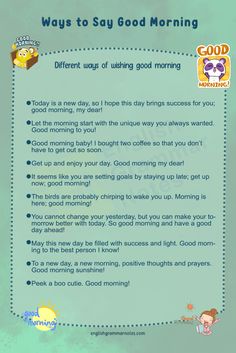 a poster with the words good morning written on it