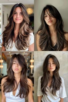 Looking for a hairstyle that's easy to maintain and always looks good? Curtain bangs with straight hair are the perfect choice. These 22 low-maintenance styles will save you time and effort without sacrificing style. Pin this for later and simplify your hair care routine! Whimsical Curtain Bangs, Curtain Bangs For Long Face, Long Layers With Face Framing Bangs, Asian Curtain Bangs Long Hair, Long Face Framing Curtain Bangs, Middle Part Bangs Long Hair, Bangs On Straight Hair, Curtain Bangs On Straight Hair, Curtain Bangs With Side Part