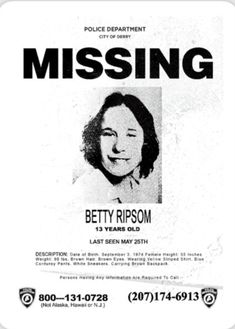 the missing poster for betty ripson