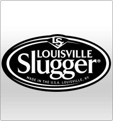 the logo for louisville slugger made in the usa, louisville ky is black and white