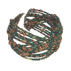 Dark green seed bead cuff bracelet, braided look, with burnished gold-tone seed bead and transparent dark green tube bead accents.. Bracelet measures approximately 1 ½ inches in width. Flexible construction – one size fits most. * * * Please note: We recycle and reuse packing and shipping materials whenever possible to keep costs low. Nevertheless, we pack carefully to ensure to the best of our abilities that your purchase arrives safe & sound at your door. Thank you. Dark Green Bracelet, Bead Cuff Bracelet, Green Bracelet, Beaded Cuff Bracelet, Beaded Cuff, Tube Beads, Seed Bead, Fashion Watches, Cuff Bracelet