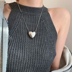 Chunky Minimalist Heart Pendant Necklace - Mad Jade's Minimalist Silver Chain Necklace With Heart Pendant, Minimalist Silver Heart Pendant Chain Necklace, Trendy Everyday Heart Pendant Necklace, Trendy Everyday Heart Pendant Charm Necklace, Trendy Metal Heart Necklace For Everyday, Minimalist Heart Necklace With Clavicle Chain, Minimalist Metal Heart Necklace For Everyday, Trendy Everyday Metal Heart Necklace, Minimalist Metal Heart Pendant Necklace