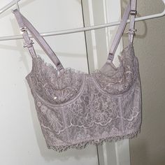 Dusty Purple Bra/Top With Gems On The Cups Never Worn In Perfect Condition. Too Small For Me All Gems Are Intact Victoria's Secret Feminine Bra Friendly Tops, Victoria's Secret Lace Camisole Top, Victoria's Secret Lace Tops Bra Friendly, Victoria's Secret Feminine Bra-friendly Tops, Vs Lingerie, Body Bra, Purple Bras, Green Bras, Padded Bralette