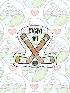 an image of the name evan 1 on a background with hearts and mountains in it