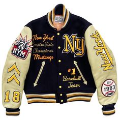 "Whitesville Varsity Jacket Vintage varsity jacket by Toyo Enterprise. 1982 New York Empire State Champions. High quality item. Luxury look and feel. Chenille patches, thick leather sleeves and embroidery. Size 38 / M. Pit to pit 22\". Length 24\"." Vintage Varsity Jacket, Japanese Korean Fashion, Chenille Patches, Vintage Varsity, Letterman Jacket, Streetwear Men Outfits, Men Fashion Casual Outfits, Leather Sleeve, Tomboy Fashion