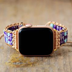 Beaded Apple Watch Strap Jasper Stone Upgrade your apple watch! Refresh your smartwatch with our unique beaded straps. Our smartwatch band is beautifully handcrafted using high-quality natural jasper stones loomed on natural brown cord. It comes with an adjustable closure to fit most wrist sizes. ﻿Our boho apple watch band is the perfect gift for yourself, the independent, or the free-spirited. Get the benefits of the natural stones while wearing these trendy beaded watch bands: Click to see our Apple Watch Bracelets, Bracelet Apple Watch, Imperial Jasper, Color Bands, Natural Stone Bracelets, Apple Watch Strap, Support Handmade, Natural Brown, Apple Watch Series