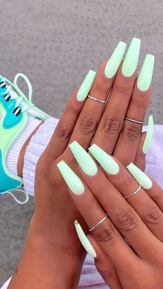 Matte Bright Nails, Greenish Blue Nails, Cute Solid Color Nails, Nails Grunge, Makeup Tip, Nails Yellow, Grunge Nails, Vibrant Nails