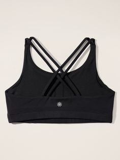 FOR: School, practice, and play FEEL: Powervita fabric is buttery soft with support that feels like a gentle hug FAVE: Novelty back detail adds a fun twist Close to the body for live-in comfort. Black Stretch Sports Bra With Strappy Back, Black High Stretch Activewear With Adjustable Straps, Black High Stretch Activewear With Cross Back, Fitted Black Sports Bra With Strappy Back, Black High Stretch Cross Back Activewear, Black Stretch Activewear With Adjustable Straps, Black Fitted Activewear With Cross Back, Black Stretch Activewear With Cross Back, Fitted Black Cross Back Sports Bra