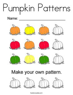 pumpkin pattern worksheet for kids to learn how to make their own pumpkins