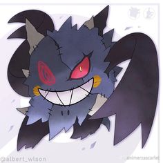 an image of a cartoon character with red eyes and big fangs on it's face